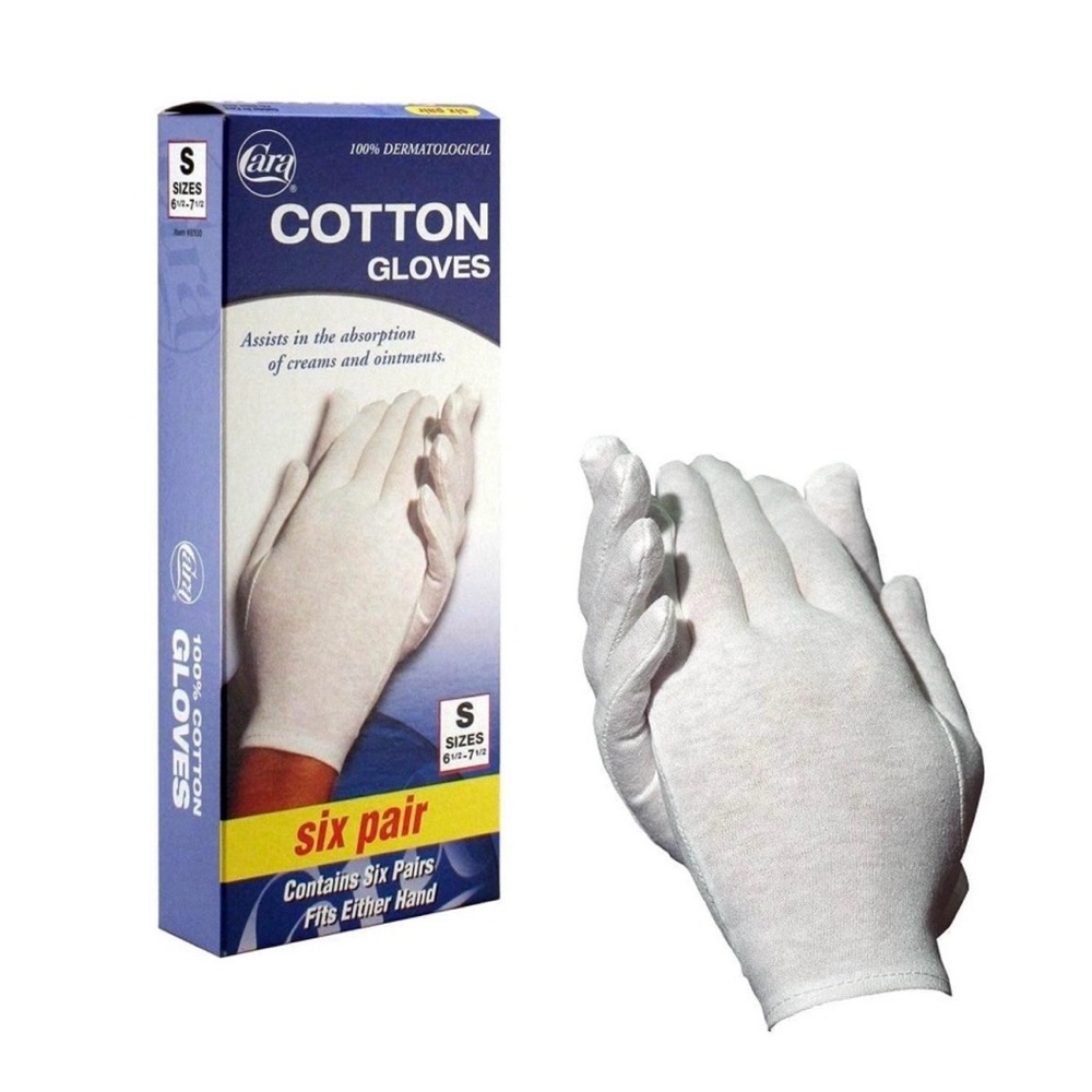 Cara Moisturizing Eczema 100% Cotton Gloves Small 2 Pairs Skin Disorders Hand